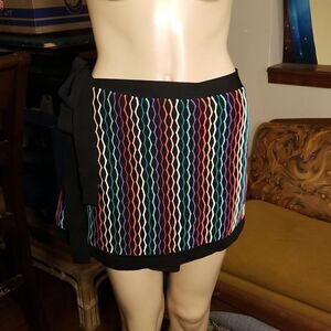 Like New NBD Multicolor Stitch Wrap Side- TIE Skirt